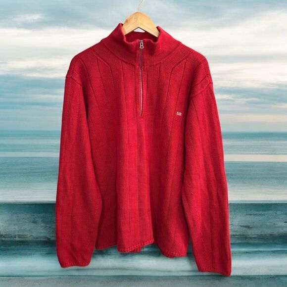 Vintage Ralph Lauren American flag 🇺🇸 Red Half-Zip Men's Sweater - Picture 1 of 7